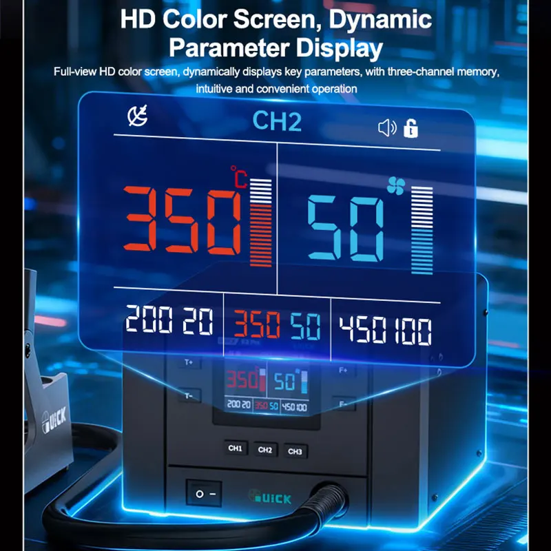 QUICK K8 Pro Intelligent Hot Air Rework Station 1000w High Power Precise Temperature Control and Stability Repair Tools view 6