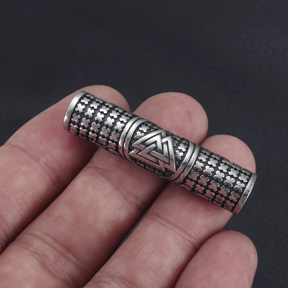 Stainless Steel Viking Tube Beads Hole fit 6mm Cord Slider Charm for Leather Bracelet Making Jewelry DIY Accessories