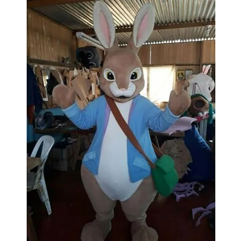 Costume adulto della mascotte del coniglio di pasqua di Peter Halloween vestito di natale puntelli di prestazione del corpo completo