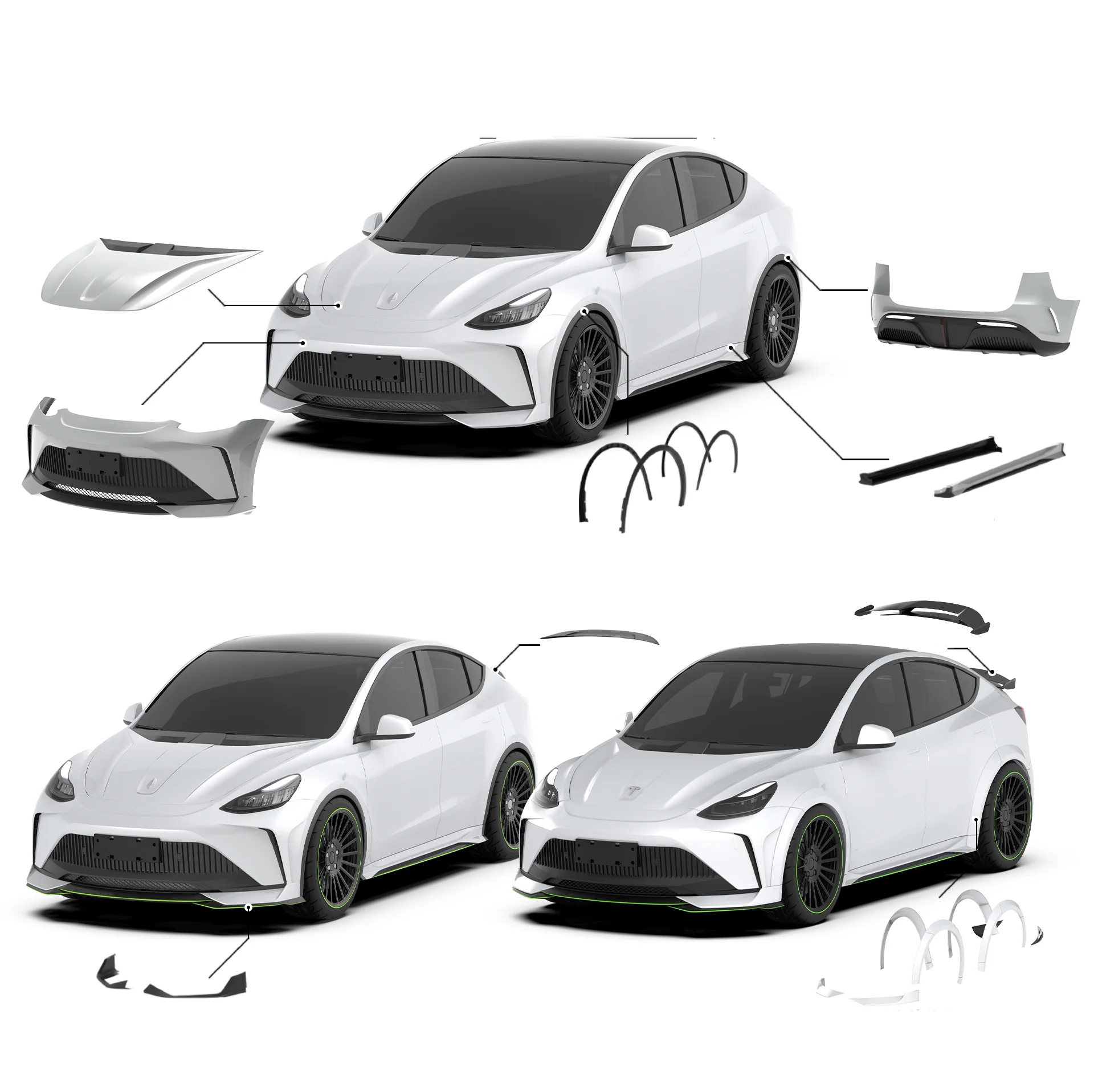 New Arrival ROBOT Style Wide Body Kit For Tesla Model Y Retrofit ROBOT Exterior Accessories Car Bumpers Hood Side Skirts