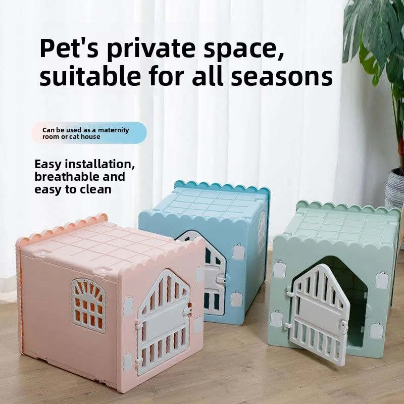 

Indoor Half-Closed Plastic House Safety Pet House All-Season Rainproof Nursery Shelter Dog Bed Winter Use