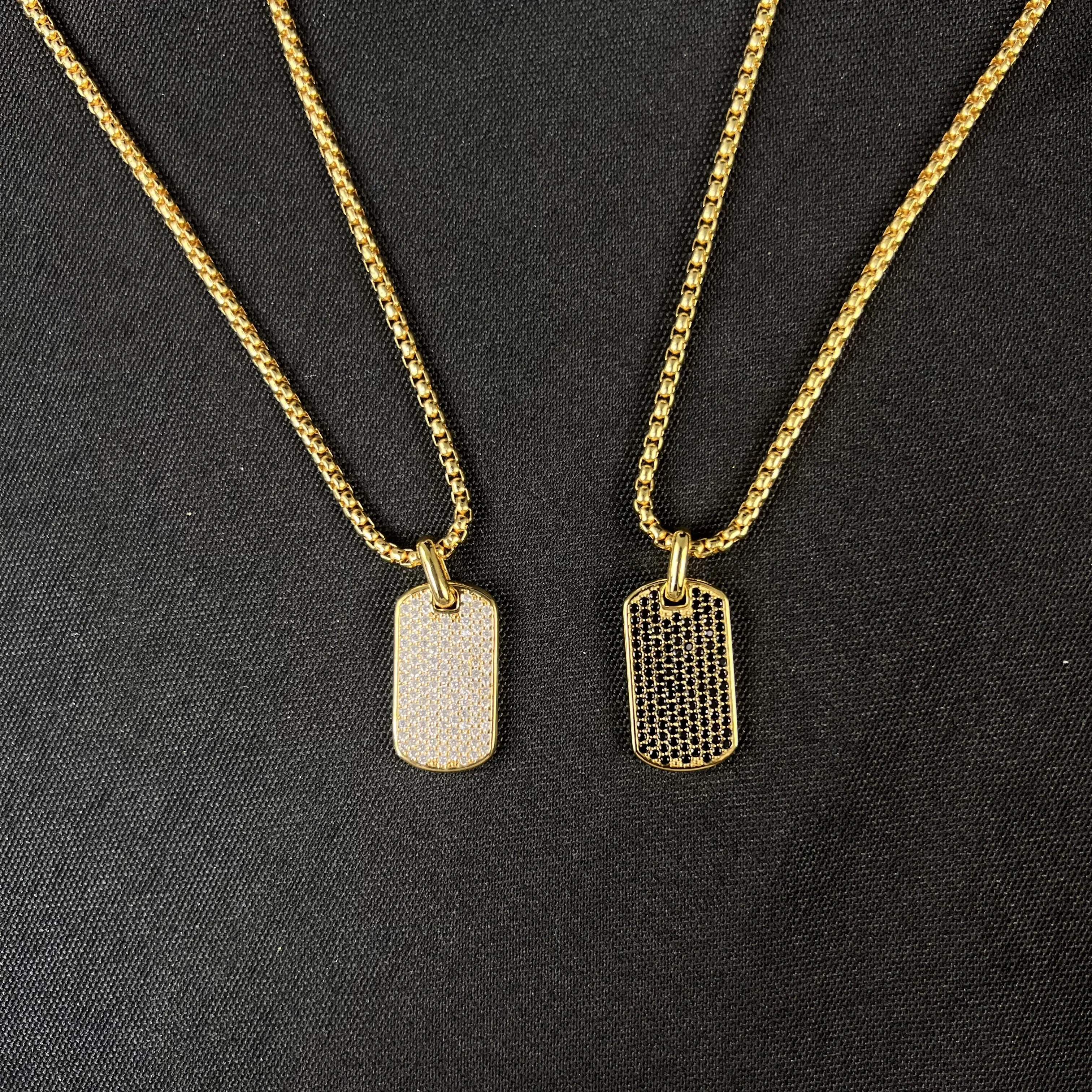 S925 الفضة الاسترليني الذهب الجديد الماس الكامل العلامة التجارية مربع قلادة محايدة شخصية الموضة الاتجاه الرجعية مجوهرات فاخرة بسيطة #4