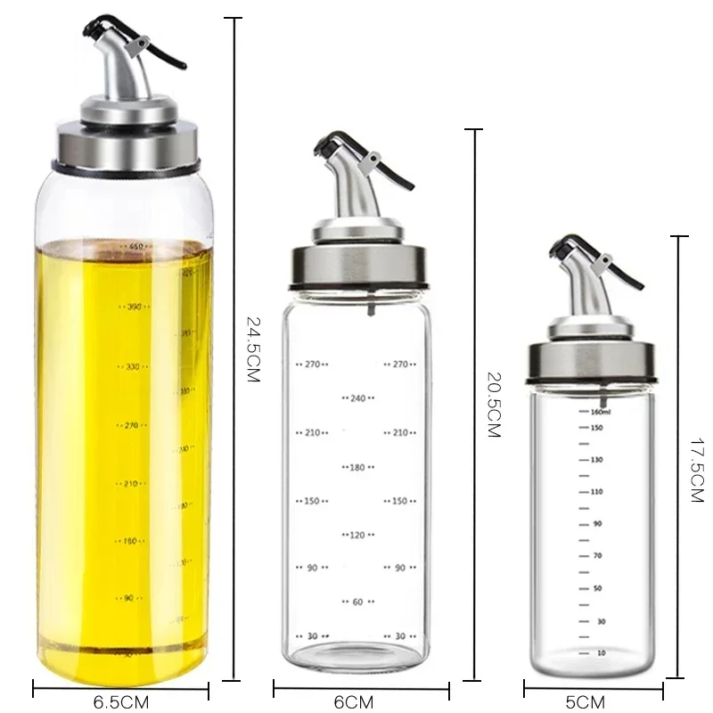 Glass Oil Bottle Oil Bottle Dispenser High Borosilicate Glass Sauce Bottle Jar Vinegar Pot Leak-Proof Seasoning Kitchen Gadgets