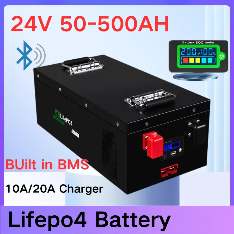 

24 В Lifepo4 Аккумулятор 100 Ач 50 Ач 150 Ач 200 Ач 300 Ач 400 Ач 500 Ач LIthium Батарея для инвертора 2 кВт 5 кВт Резервная солнечная система