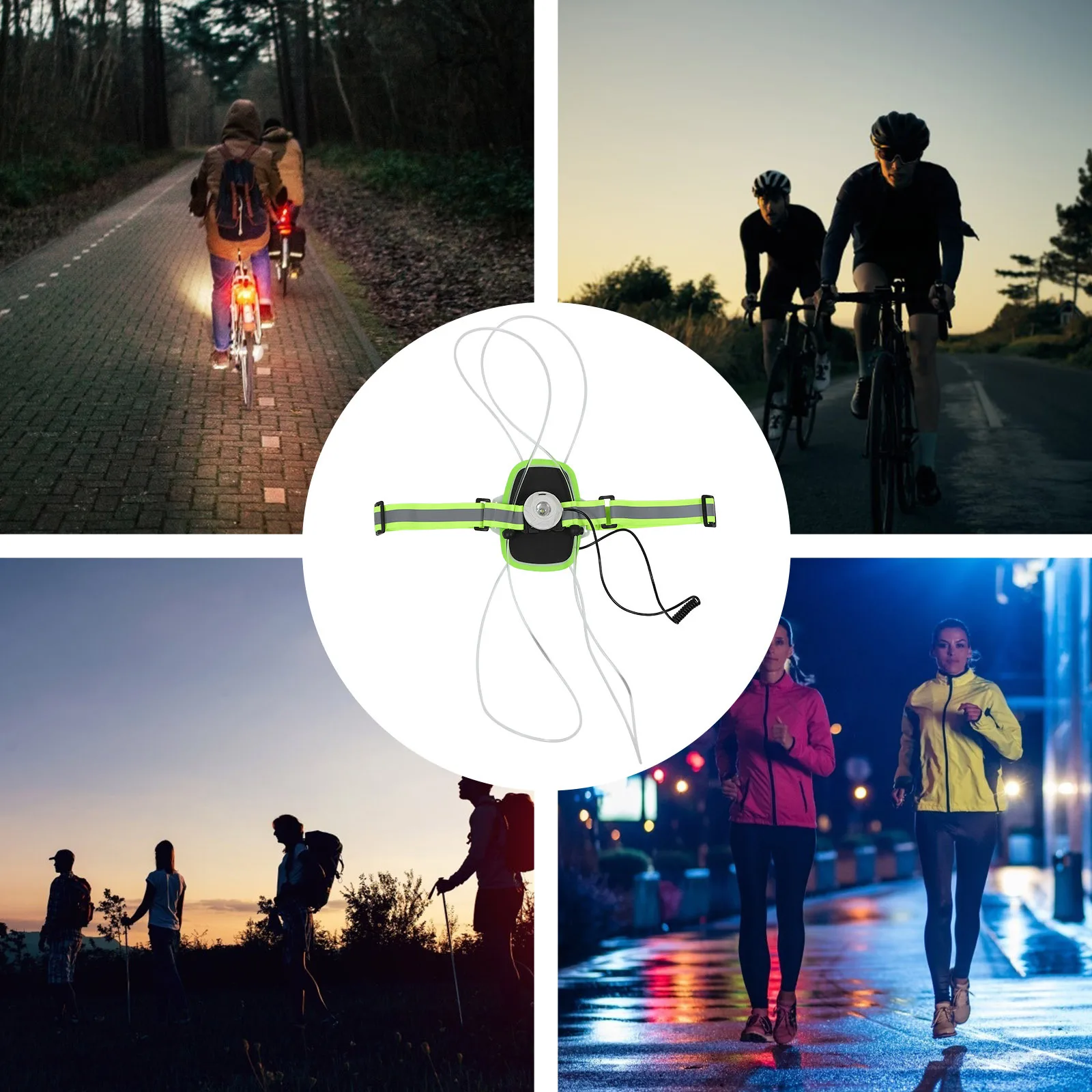 

Glowing Reflective Vest USB Rechargeable Reflective Elastic Band Night Running Adjustable Safety Gear High Visibility Belts