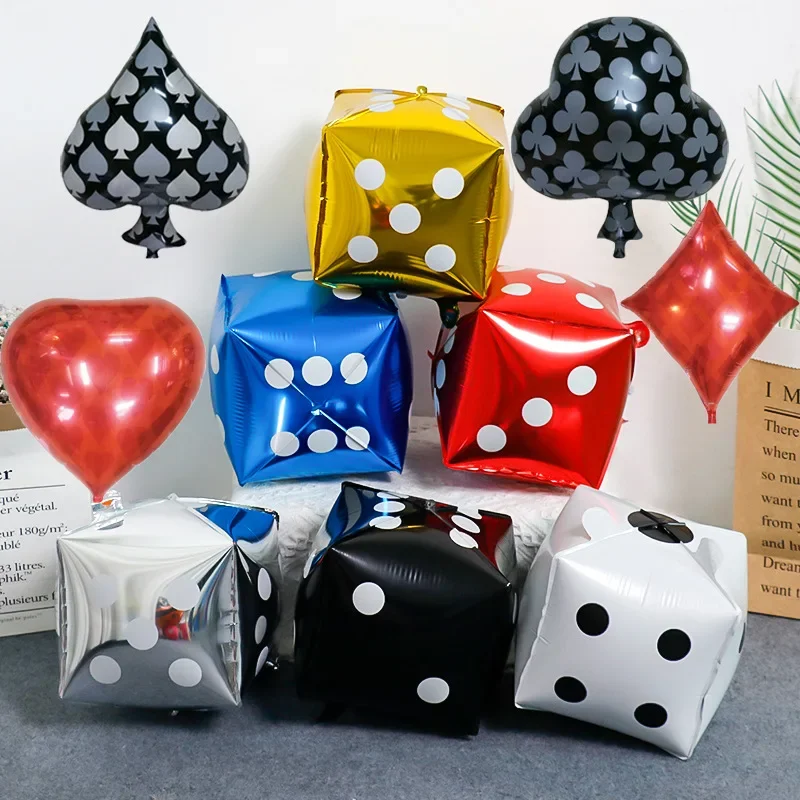 Playing Card Theme Party Decoration Aluminum Film Balloon Square Peach Heart Plum Blossom Spade Dice Shape