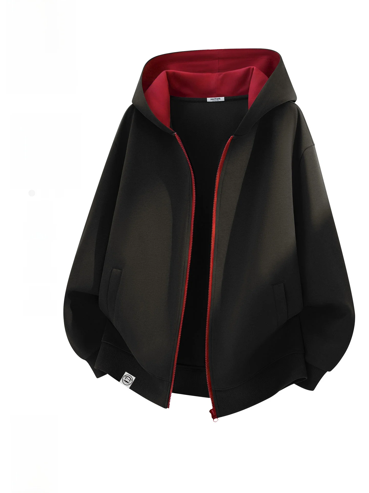 

Heavyweight Hooded Zipper Jaet Men's Bla Contrast Color Casual Outerwear Spring Season Youth Faion Cotton Po...