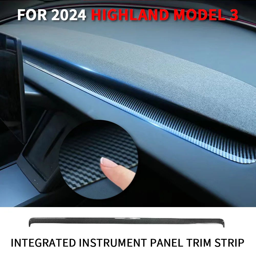 Dashboard Cover For Tesla Model 3 Highland Door Trim Center Console Carbon Fiber ABS Stickers Accessories Model 3+ 2023 2024