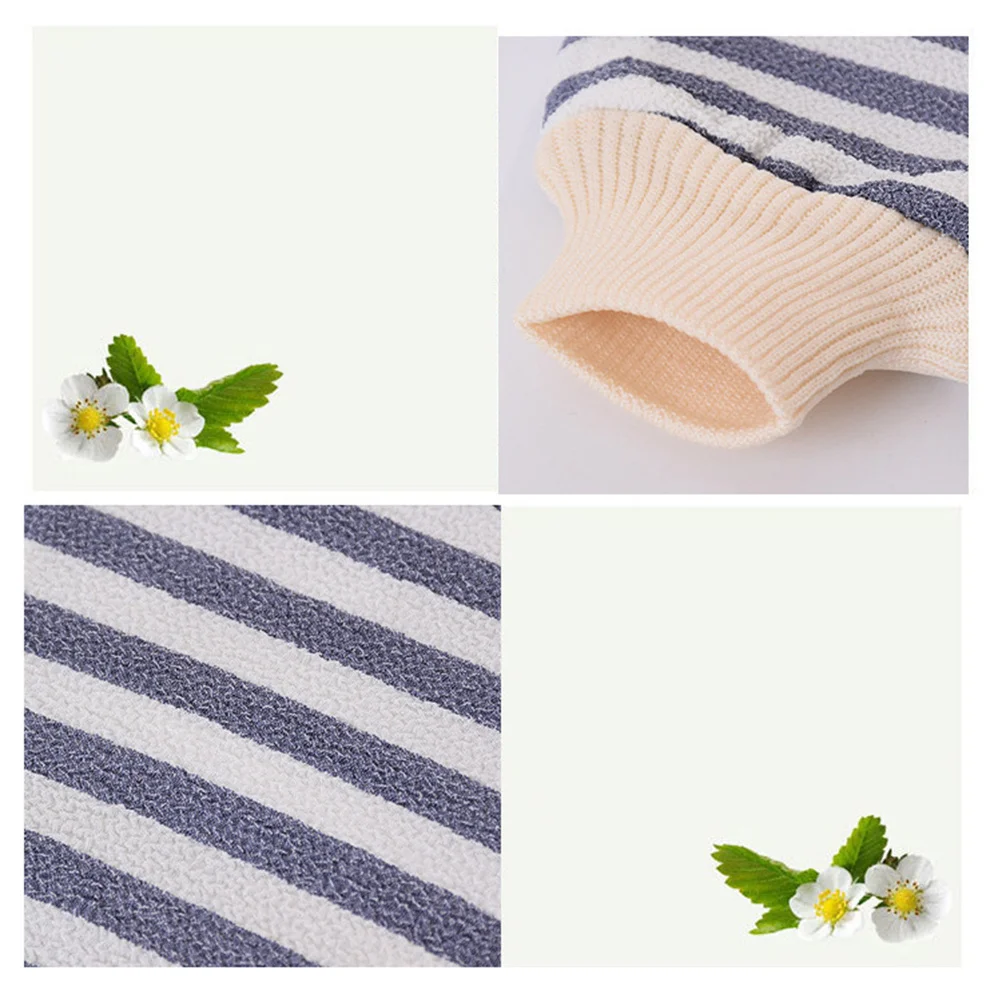 

Stripe Bathing Towel Double-Sided Shower Glove For Women Men Soft Exfoliating Cleansing Fiber Mitt Gray