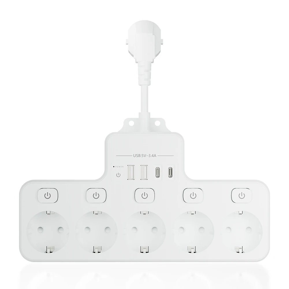 USB W Way Power Strip Multiple EU Socket Power Strip A Individually Switchable Outlets Multiple EU Socket USB Ports