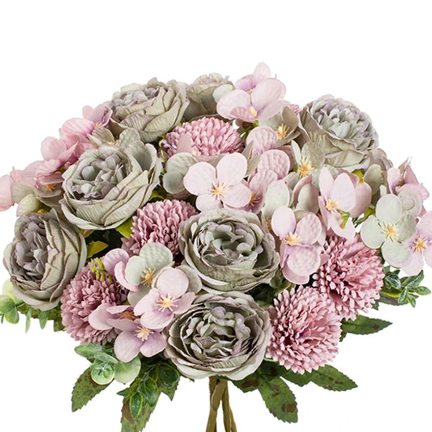 

5Pcs Artificial Flowers Silk Peony Chrysanthemum Outdoor Courtyard Wedding Bridal Bouquets Festival Home Living Room Decorations