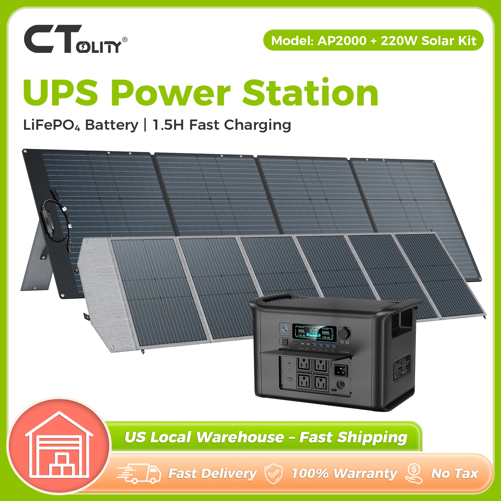 Solar Panel 200W - CTOLITY AP2000 – портативный солнечный генератор