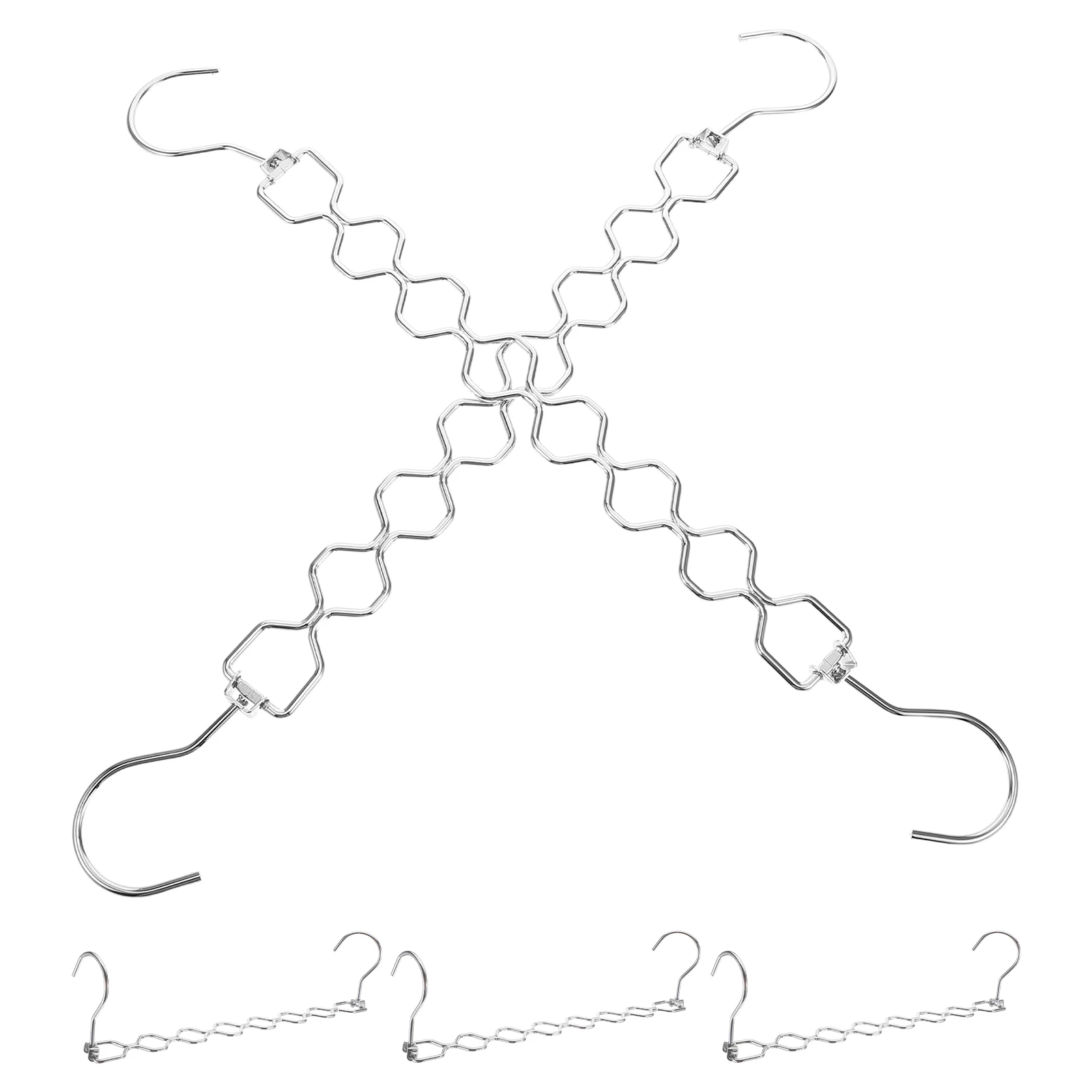 

5Pcs Space Saving Hangers For Clothes Silver Carbon Steel Multi Hanger Wardrobe Organizer Dorm Room Living Closet Organizer