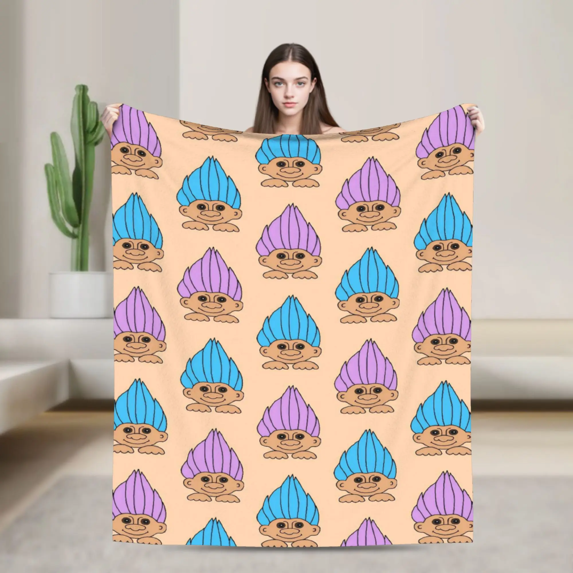 Trolls Dolls Throw Blanket for Couch  Fuzzy Soft Plush Blanket 50x60 Inches Multi-size Bedspread for All Seasons