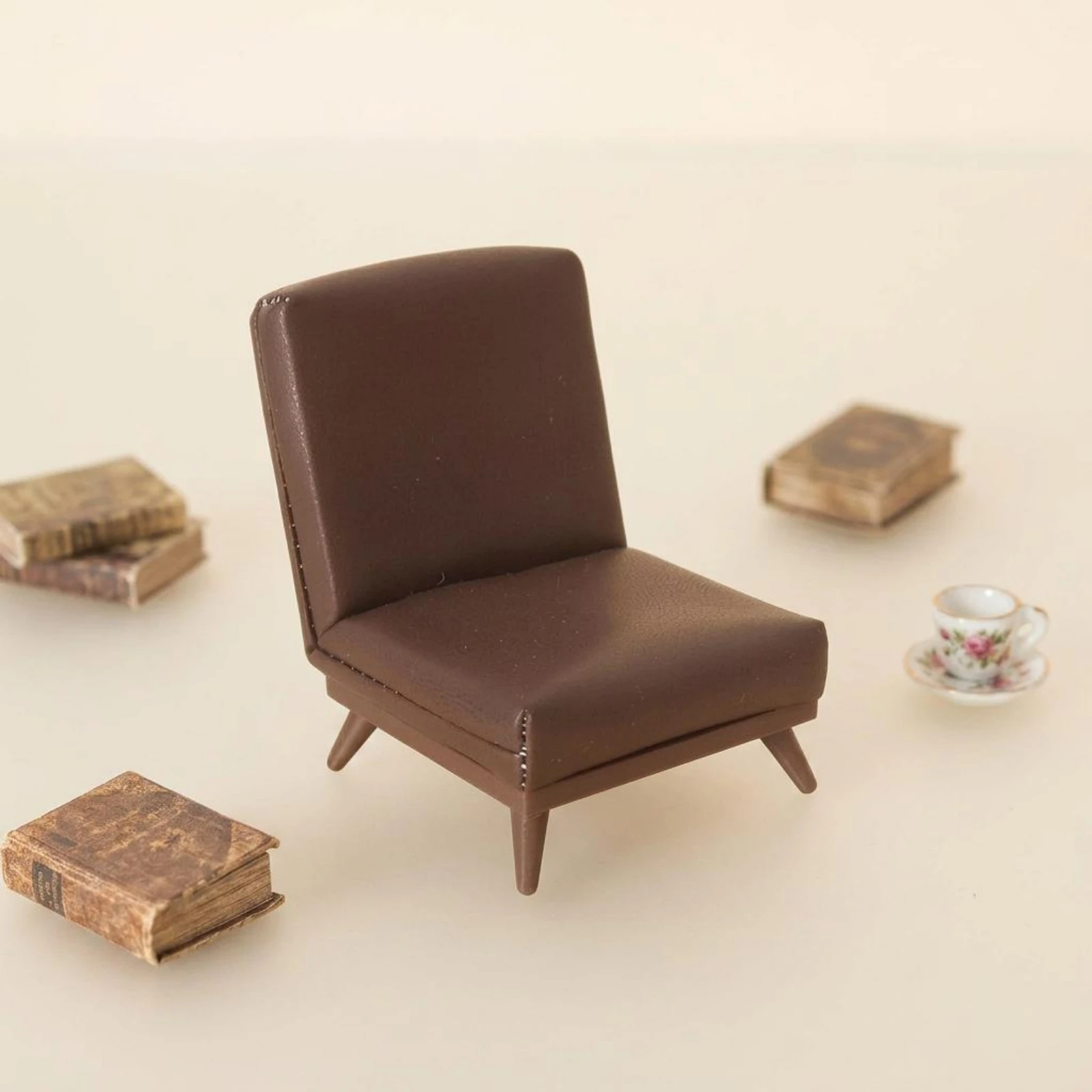 

Miniature Sofa Chair Wooden Legs Dollhouse Sofa Chair Dollhouse Armchair Simple Design for Room Decor