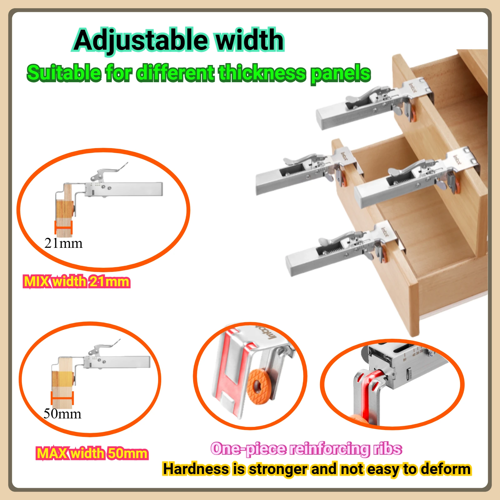 Stainless Steel Fast Press Drawer Clamp Adjustable Telescopic Panel Holder for Woodworking Installation