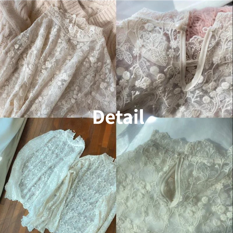 Blouses Women Lace Design Korean Style Simple Sweet Solid All-match Leisure Basic Elegant Fashion Ladies Comfortable Retro New