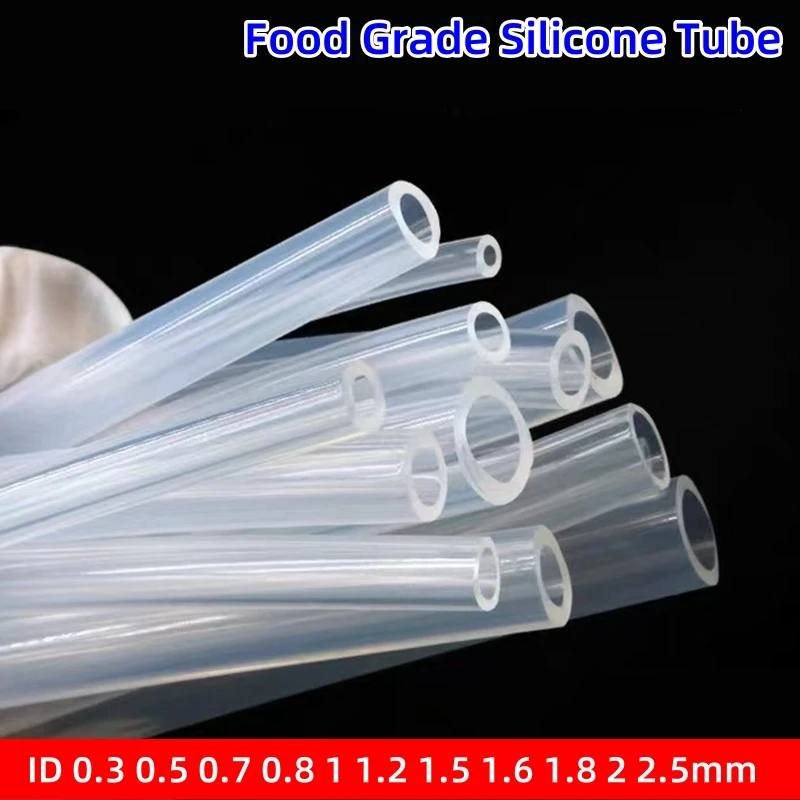 1/5/10M Food Grade Transparent Silicone Rubber Hose ID 0.3 0.5 0.7 0.8 1 1.2 1.5 1.6 1.8 2 2.5mm Flexible Nontoxic Silicone Tube