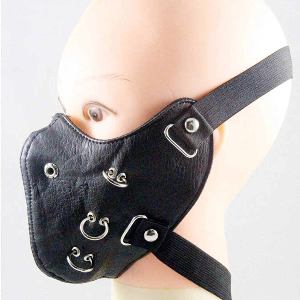 

Motorcycle Mask Black Gothic Punk Rivet Mask Durable Classic Face Cover for Party Motorcycle