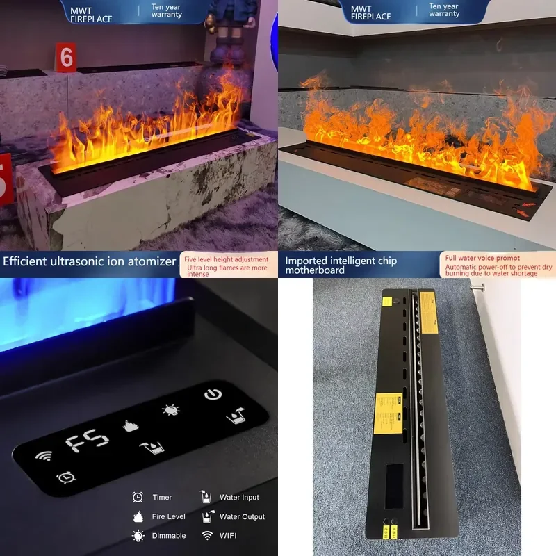 2026 Smart Ambient Fireplace Humidifier with White Noise 6D Holographic Flame 10 Sound Effects WiFi Bluetooth Home Decor Gift