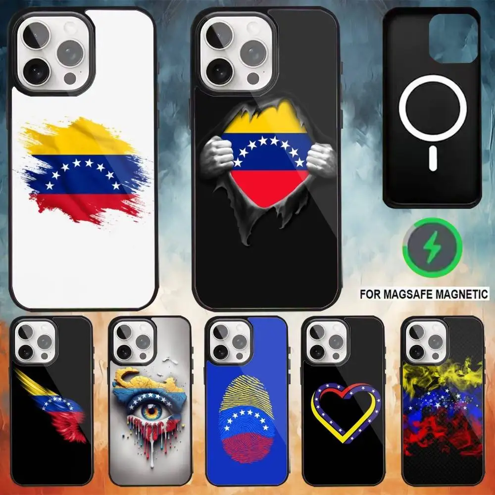

V-Venezuelan Flag Phone Case For iPhone17,16,15,14,13,12,11 Plus,Pro Max Magnetic For Magsafe Wireless Charging