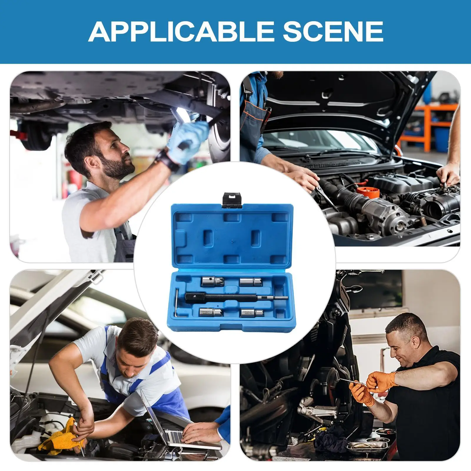Injector Cleaner Kit Injector Seat Cleaning Set Multifunctional Set of 6 Reamers for Marine Motorcycle Lawnmower Racing view 5