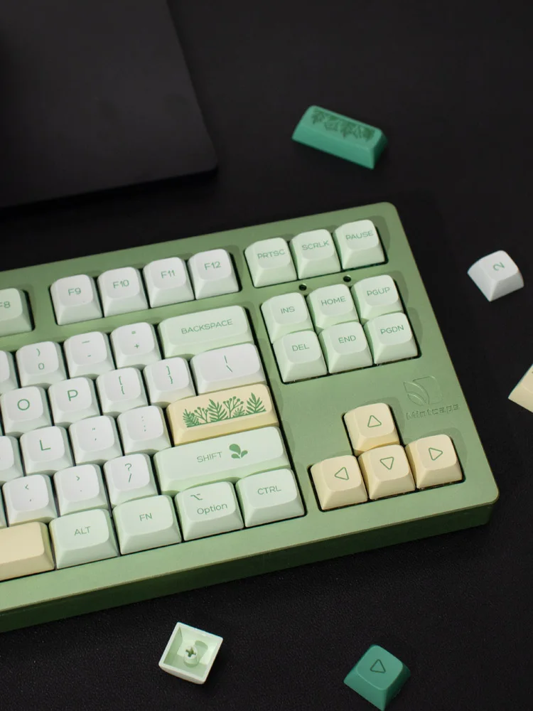 Imagem -04 - Teclado Mecânico Botânico Keycaps Xda Verde 142 Teclas Pbt Tintura Sublimação Gk61 Anne Pro Jogo de Varmilo