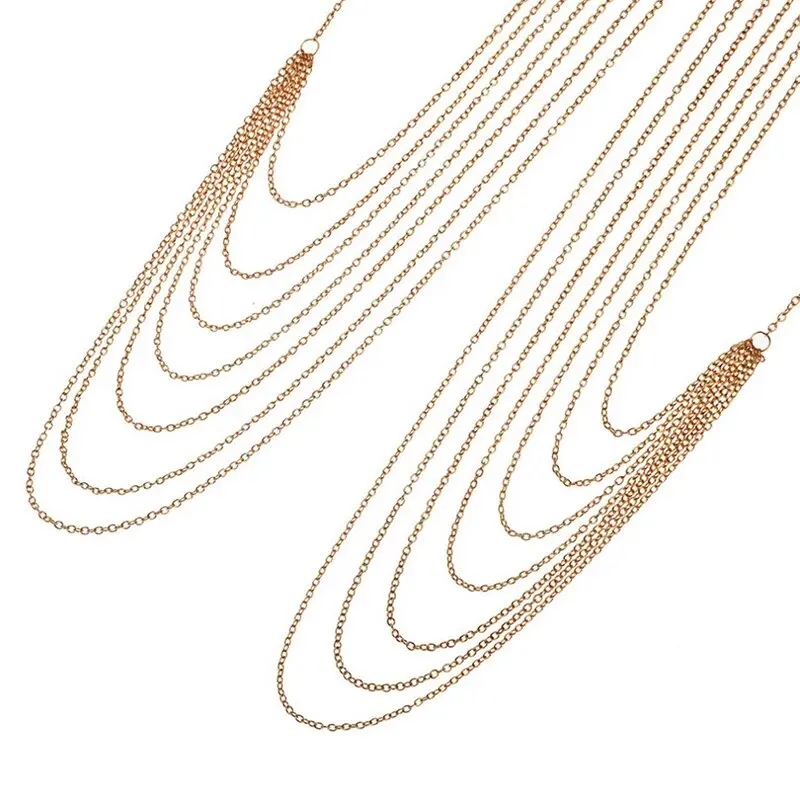 Multi Layered Bikini Tassel Body Chain Necklace