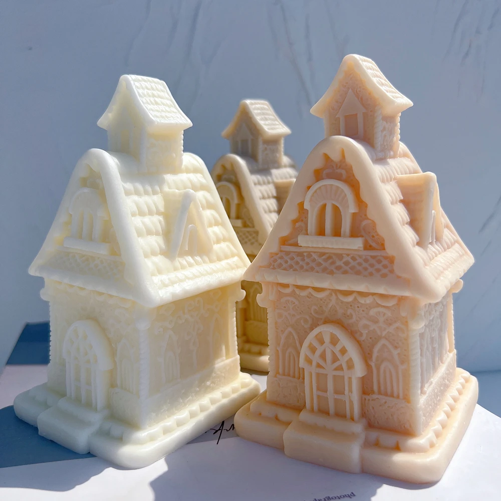 Christmas Victorian House Candle Silicone Mold Icing Mansion Silicone Mould Gingerbread Home Plaster Gypsum Mould