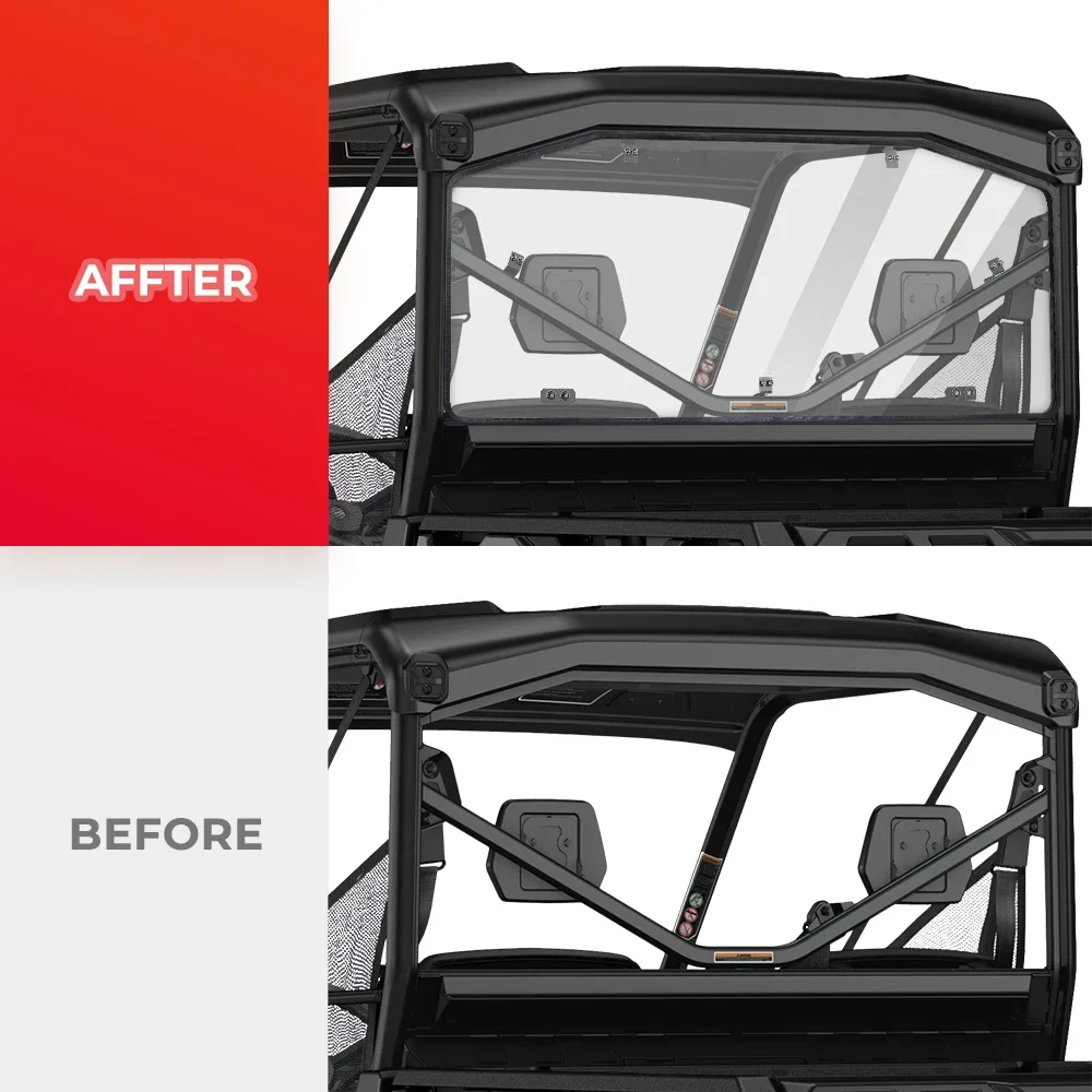 Transparente Heckscheibe, Windstaubschutz, Geräuschreduzierung, klare Windschutzscheibe für Can-Am Defender HD 5, 7, 8, 9, 10, MAX 2016–2024