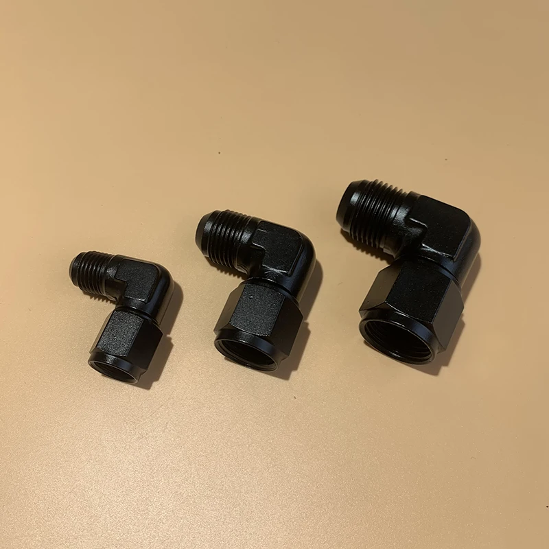 Black evil energy Oil Fuel Fittings AN4-AN12 Universal Female to Male Flare 90 Degree Elbow Swivel Adaptors Anodized Aluminum