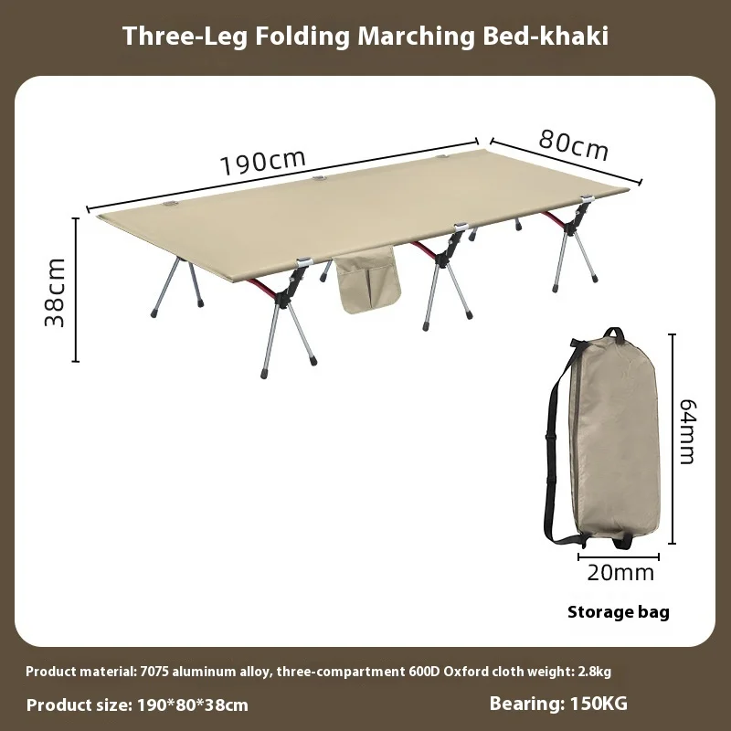 Lohascamping 90cm brede campingbed, ultralicht, draagbaar, hoog-laag, dubbel doel, opklapbaar, voor backpacken, reizen, wandelen en slapen