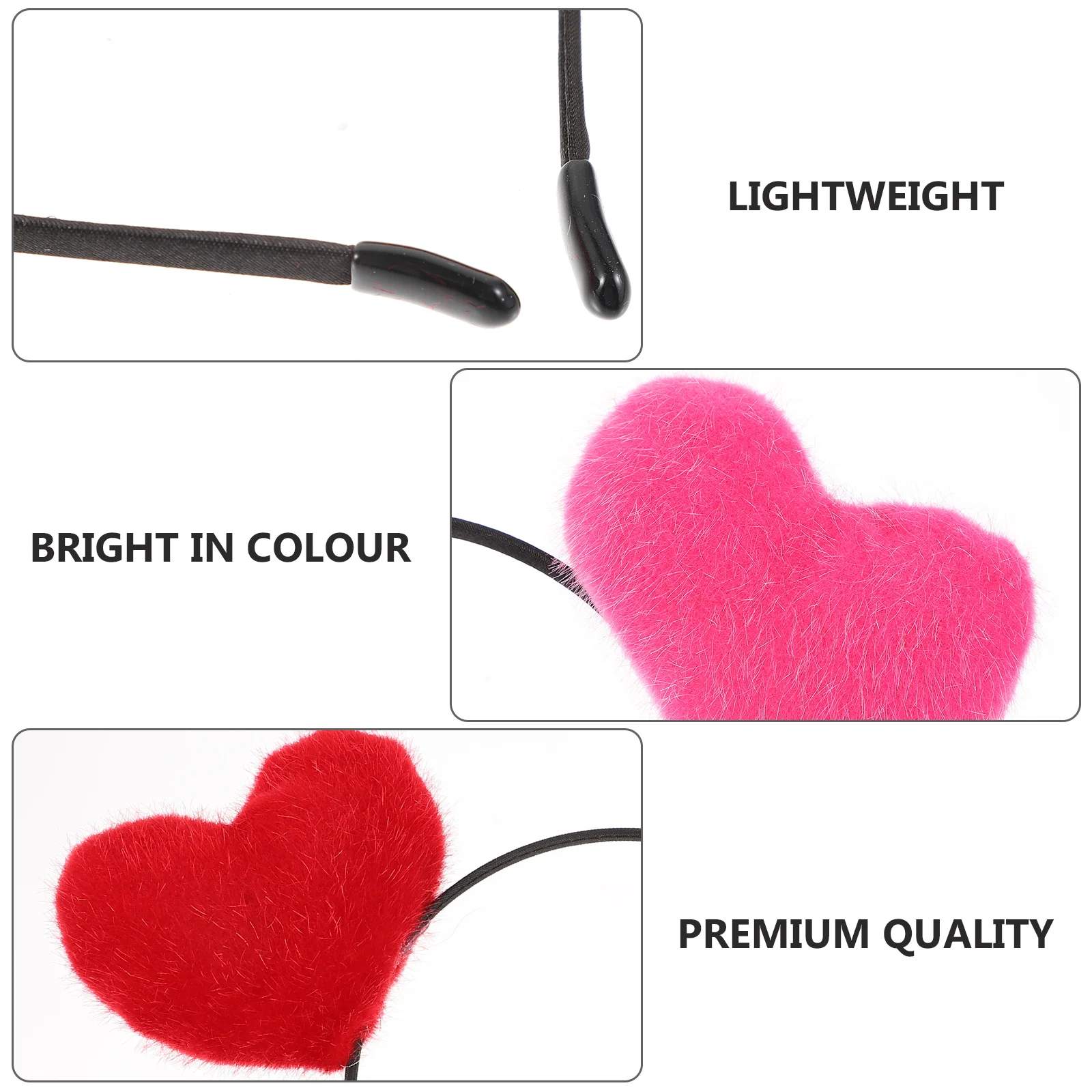 

2pcs Heart-Shaped Hairband Red Lovely Head Decor Party Costume Supply Valentine'S Day Headpiece Female Hair Accessory Carnival