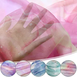 1/3/5M Gradient Color Chiffon Fabric 30D Chiffon Fabric DIY Rainbow Starry Sheer Dancing Dress Material Costume Dress Craft