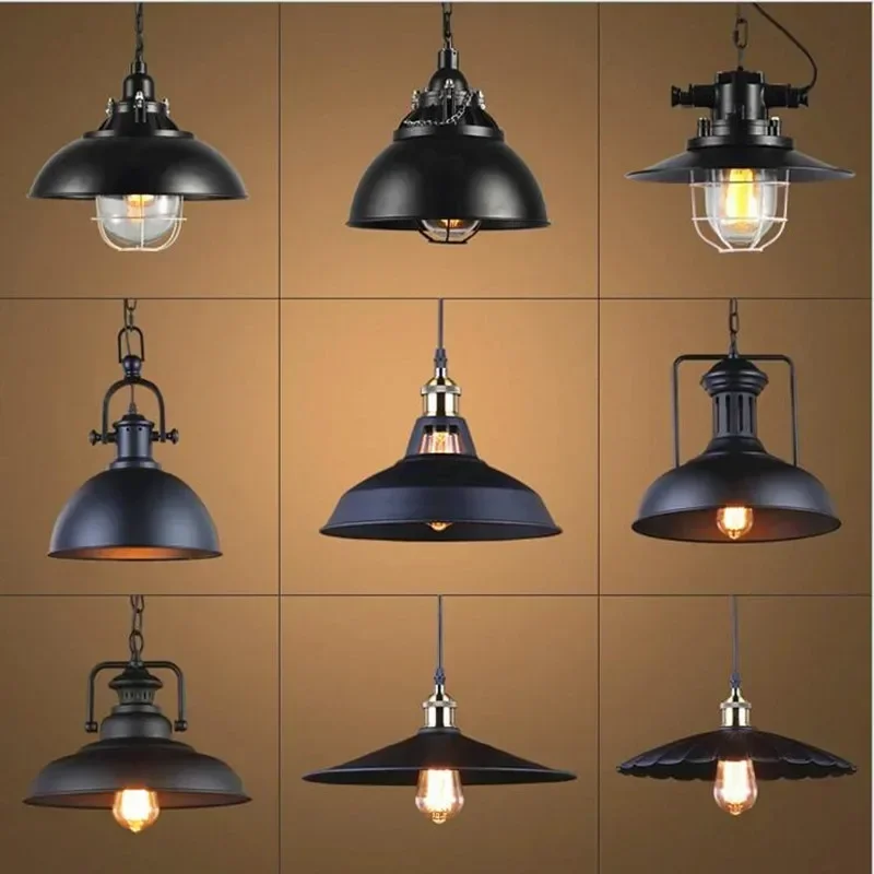 

Vintage Loft Chandelier Light 28 Styles Nordic Industrial Metal Bronze Black Retro LED Hanging Lamp for Bar Restaurant Lighting