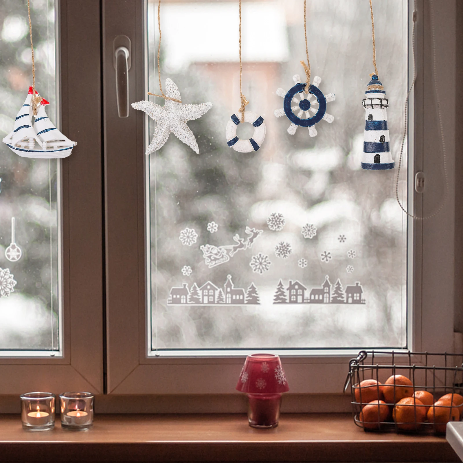 

6pcs Mediterranean Decorative Pendants Nautical Home Outdoor Seaside Beach House Resin Gifts