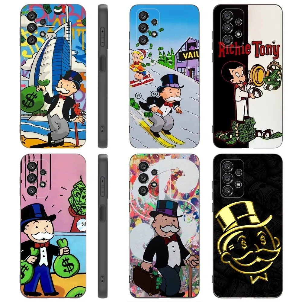 Dollar Alec Monopoly Man Phone Case For Samsung Galaxy A91,A80,A73,A72 ,A71,A53A52,A32 ,A31A22,A21s,A20,Black Cover