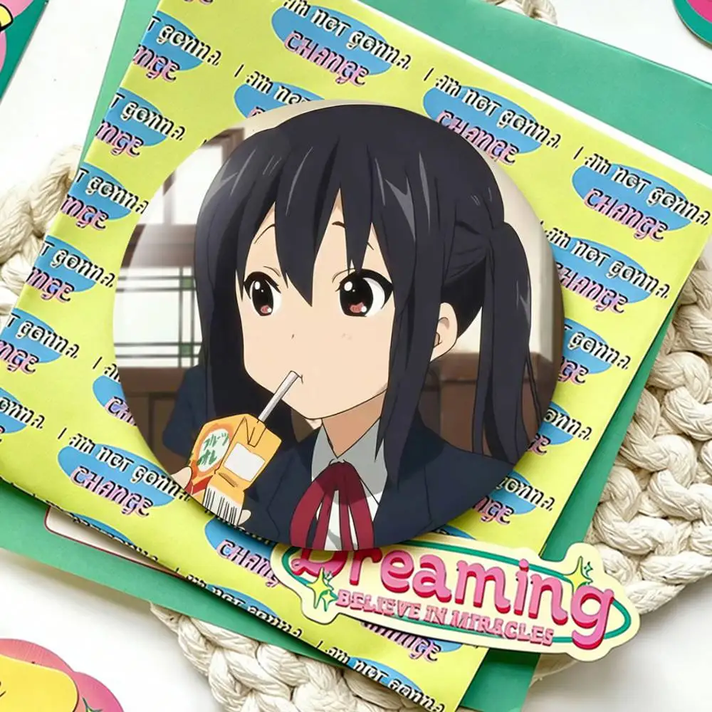 H-Hirasawa Y-Yui A-Akiyama M-Mio Anime K-ON Laser Badge Applicable For Backpack Clothes Hats Decor Creative Accessories