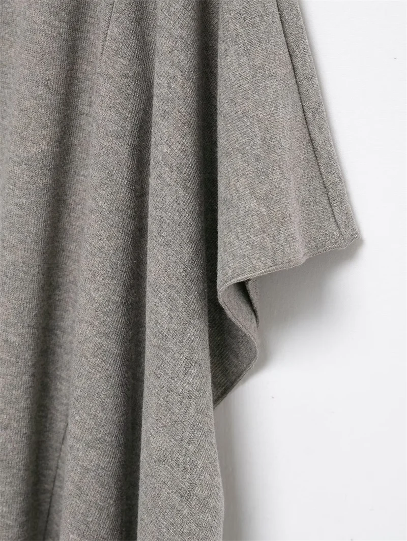 تنورة نسائية ميدي 2025 شتاء جديد رمادي غير متماثل ديكور ممزوج تنورة ميدي أنيقة وأنيقة