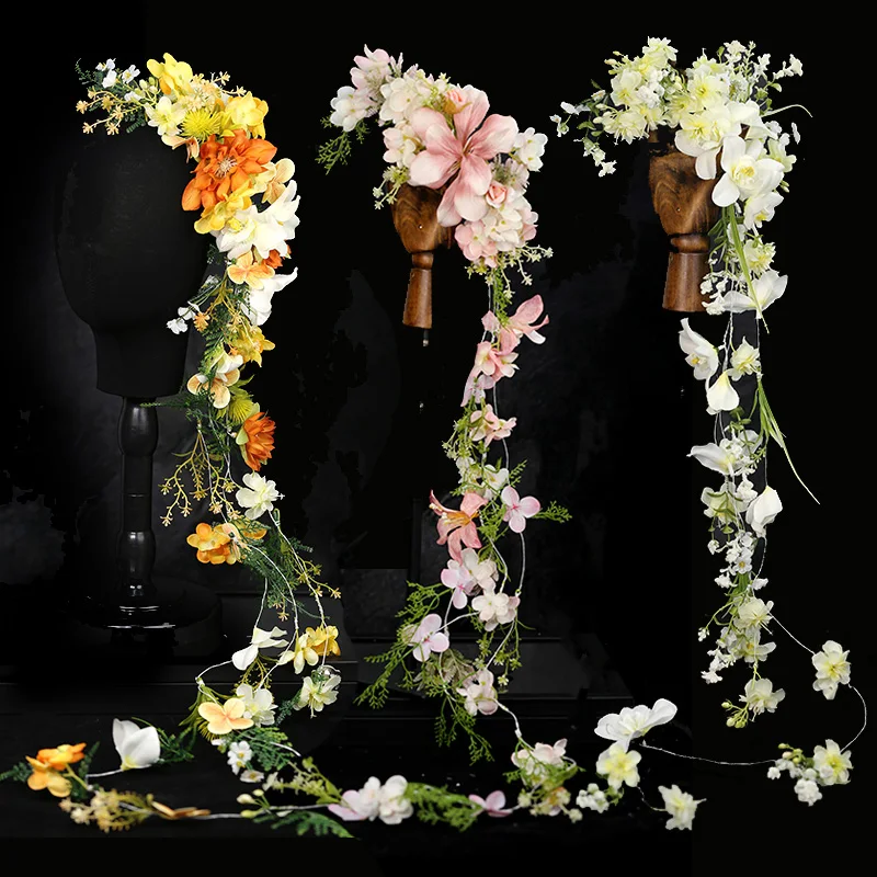 甘い模造花エッジクリップハイエンドスーパーフェアリーウェディングドレス屋外結婚式プリンセス雰囲気ヘッドピース