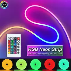 Tira de luces LED de neón RGB, tira USB de 5V IP65, Control impermeable, diodo Led Flexible, decoración para el hogar, sala de estar, iluminación decorativa