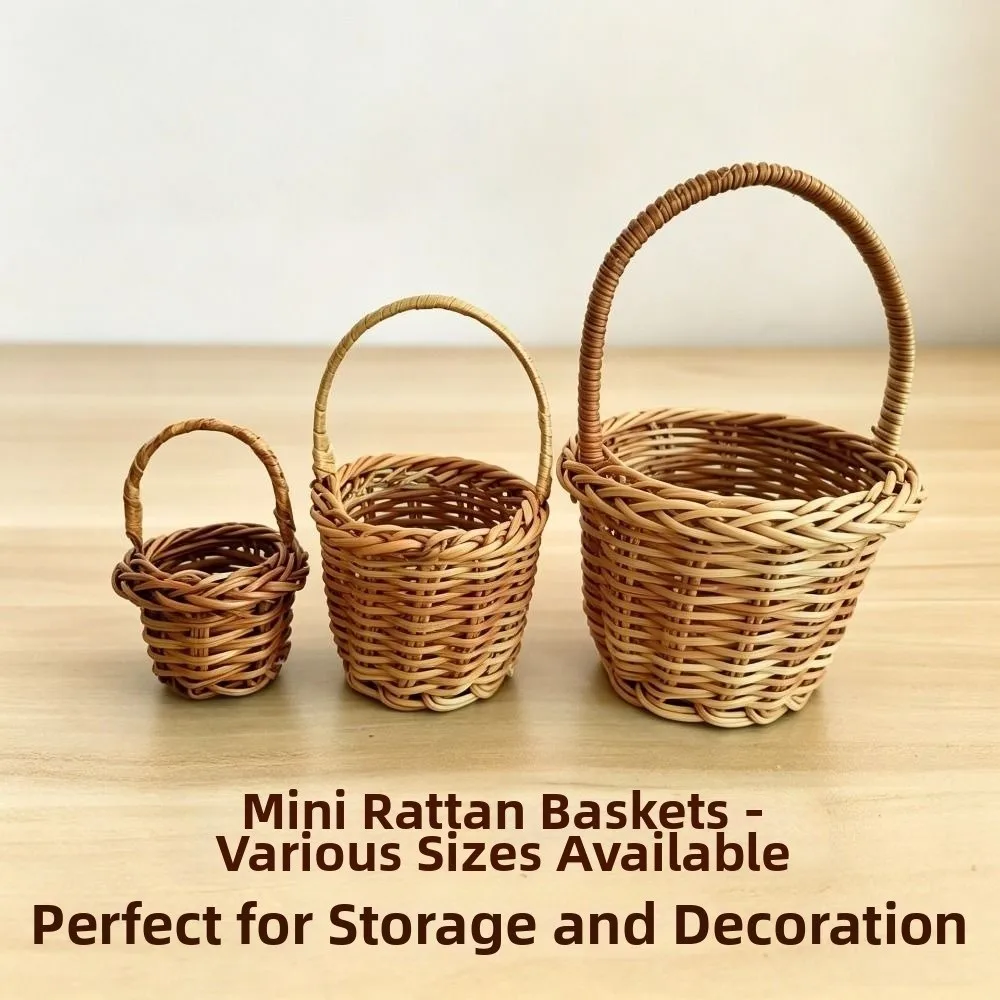 with Handle Imitation Rattan Handhold Household 5 Styles Weaving Flower Basket Handwoven Braid Storage Baskets