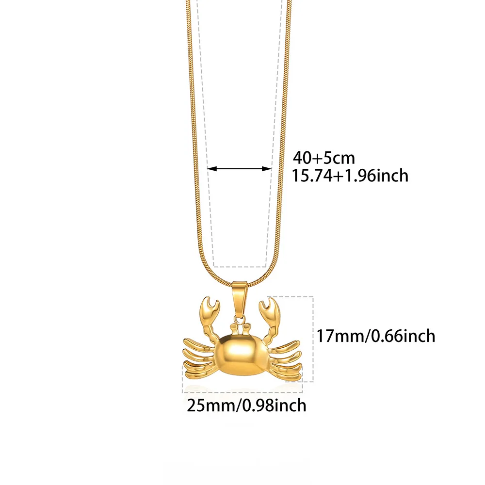 2025 Trend Stainless Steel Crab Pendant Necklace For Women Fashion Punk Animal Choker Gold Color Ocean Jewelry Party Her Gift