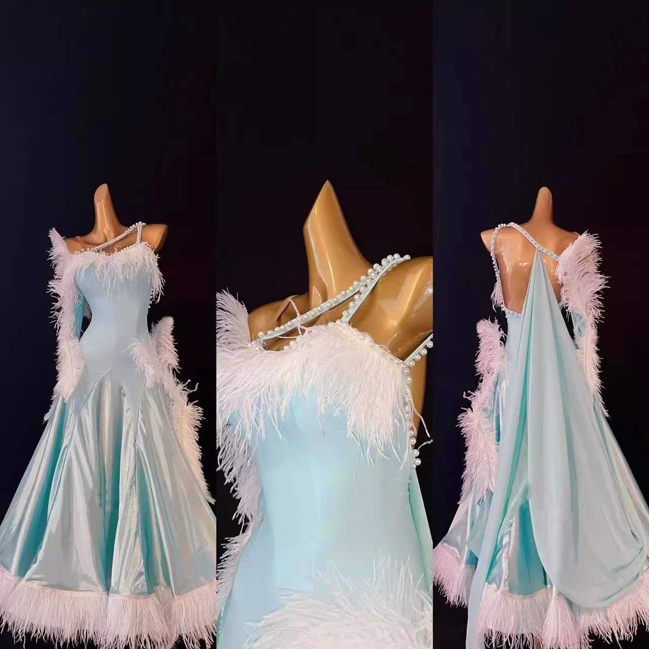 

Latin Dance Dress, High-end Custom Plush Pearl Suspender, Precisely Tango Women's Adult and Children's Professional Clothing