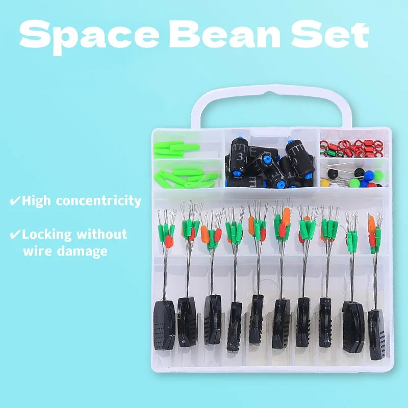 50PCS/Set Silicone Space Bean Scale Lead Fishing Loop Eight-Character Ring Fishing Float Seat Fishing Bobber Fishing Accessories