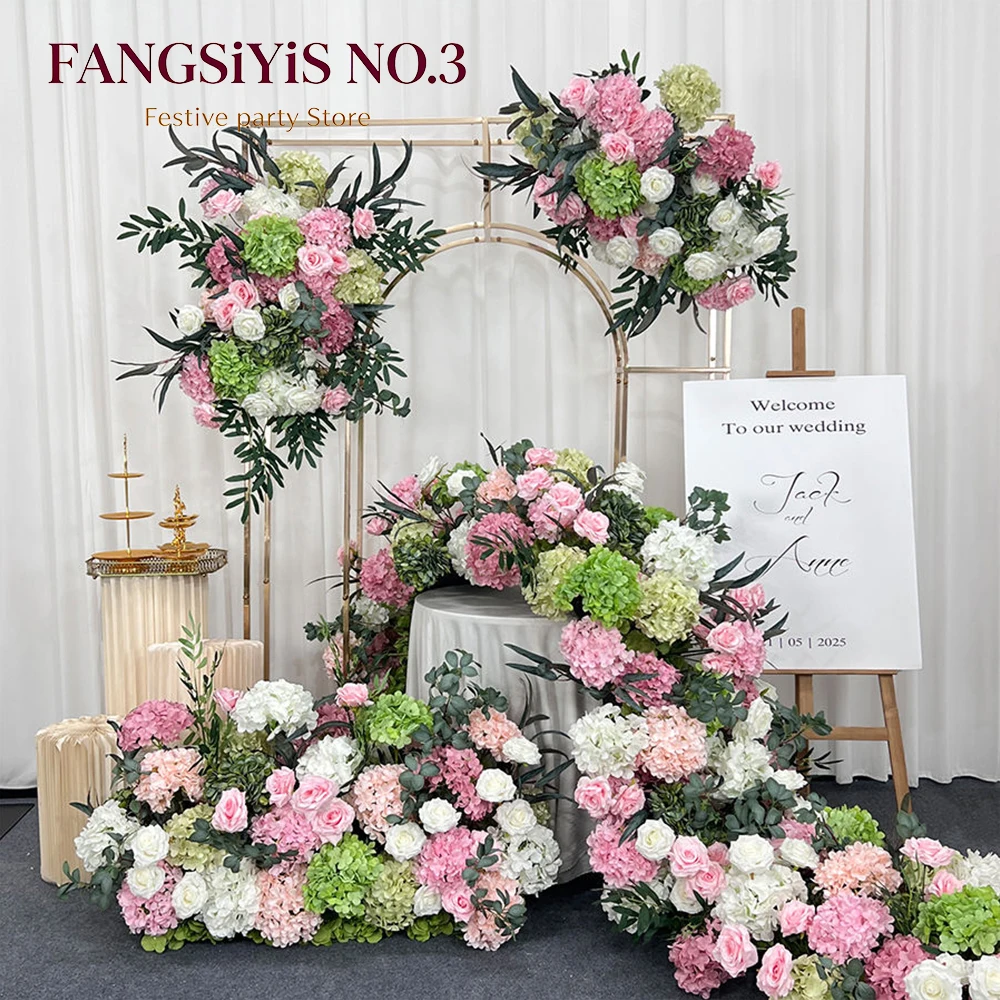 pink-white-green-hydrangea-artificial-flower-row-table-runner-fake-rose-eucalyptus-garland-wedding-arch-backdrop-stage-decor
