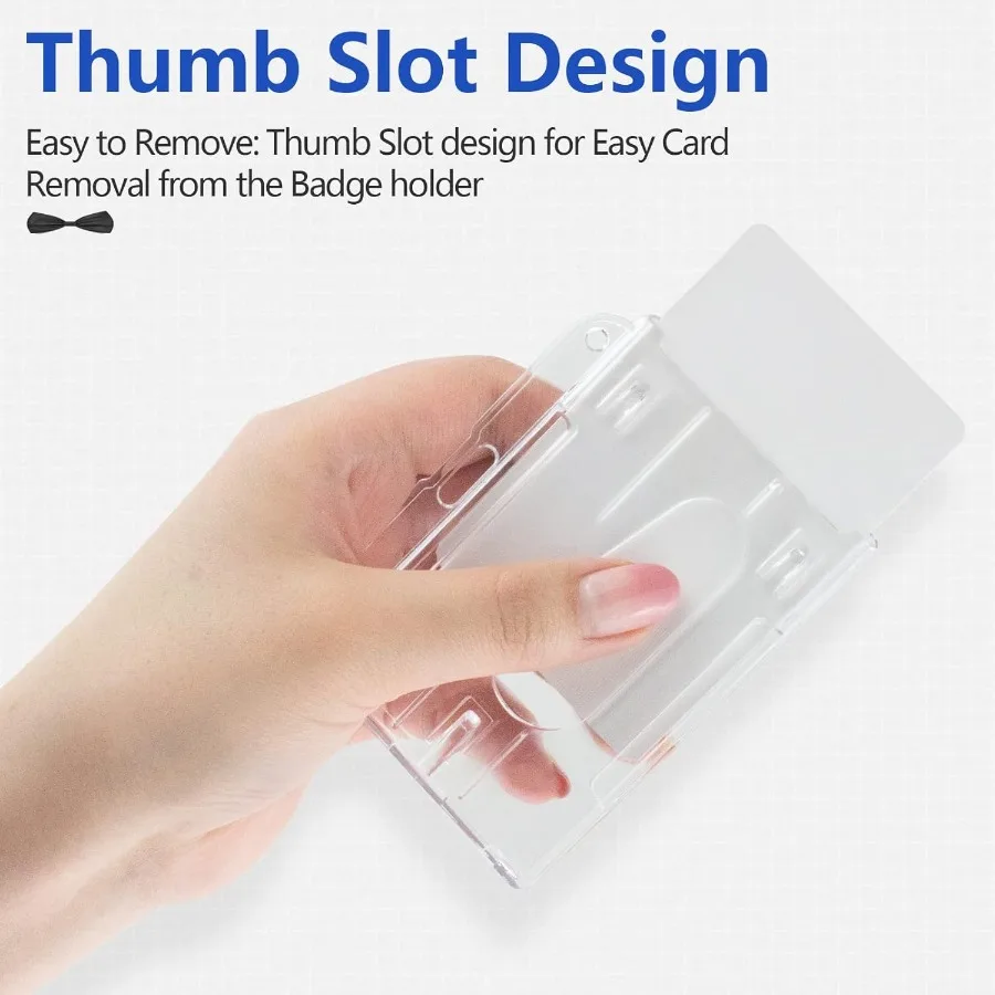 حامل شارة الهوية من البلاستيك الصلب، مادة PC شديدة التحمل وعالية الوضوح تحمل بطاقتين مناسبة لبطاقات الائتمان وبطاقات الائتمان C