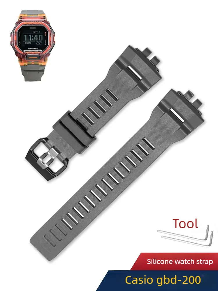 Resin Silicone Watch Strap for Men Is Suitable for Casio Small Square GBD-200SM Gbd-200 Series Replacement Strap