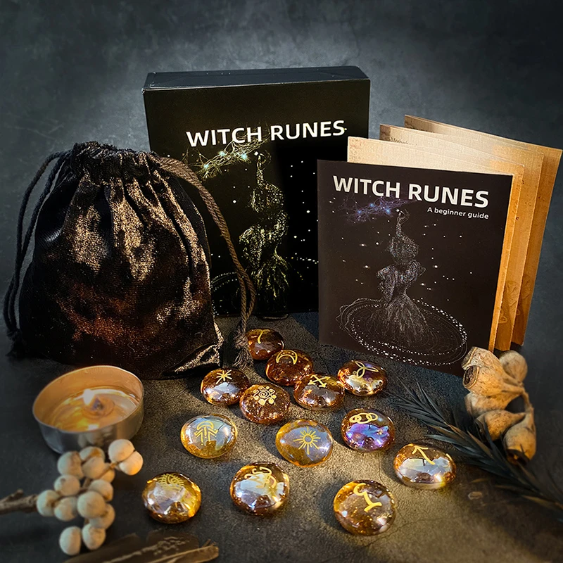 Runes Set 13 Pcs Rune Stones Witches Runes Kit Multifunctional Handicrafts Tools Portable Witch Supplies For Altar Divination