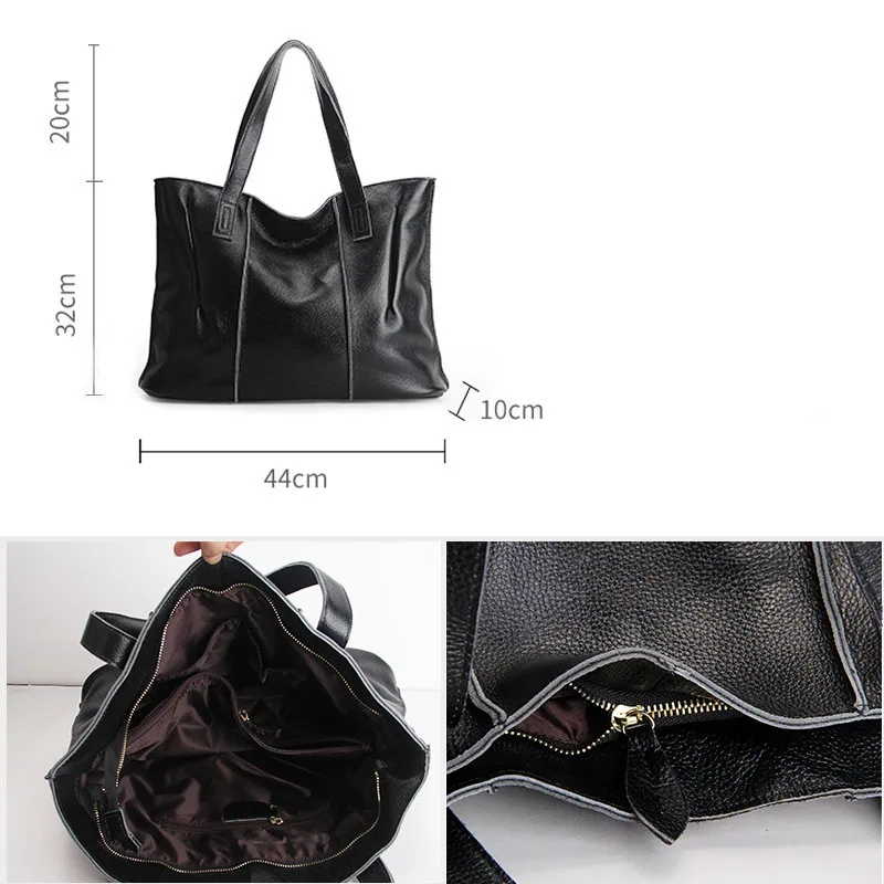 Highend A4 Genuine Leather Women Handbag Cowhide Shopping Shoulder Bag Large Capacity Apricot Black Red Green Blue Brown M69316